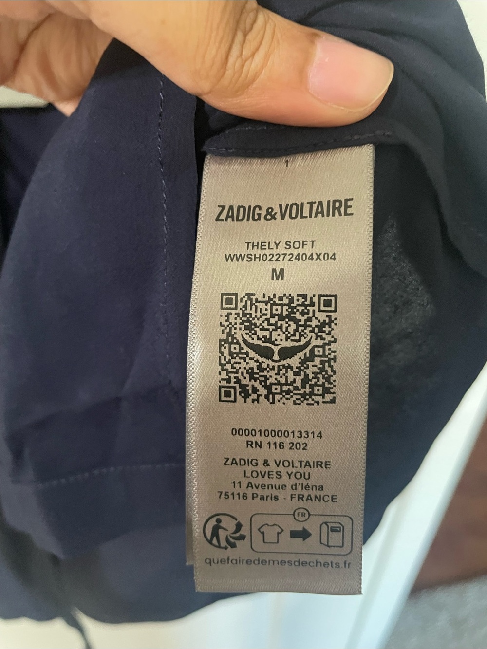 Zadig & Voltaire Thely Soft Navy Silk-Feel Blouse | NWT | Medium - Picture 9 of 12